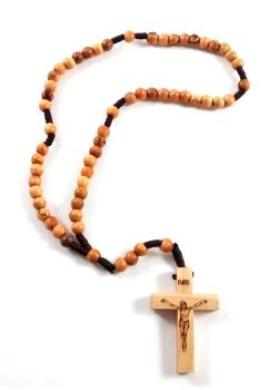 Olive Wood Cord 8Mm Round Bead Rosary